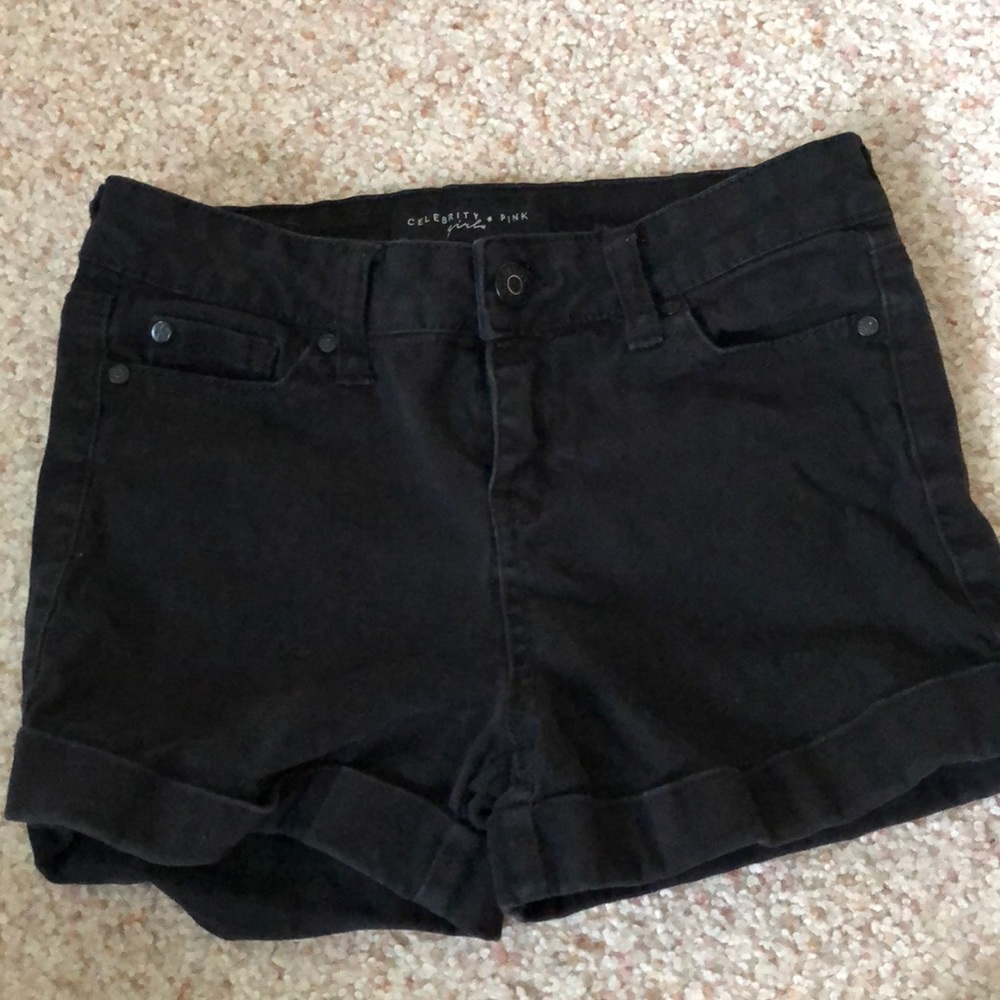Black denim shorts